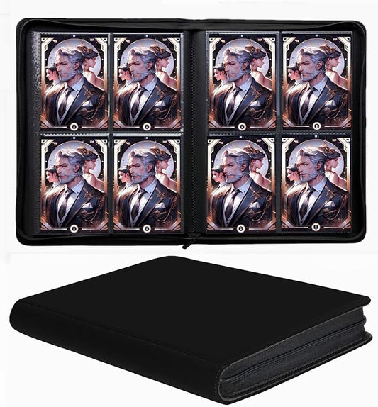Trading Card Binder 4 Pocket, 240 Pockets Ringless PU Cover Card Collection Binder, Double Sided Card Binder Collector Album, Card Folder for MTG, TCG, Sports Cards, Game Card (Black, 4Pockets)