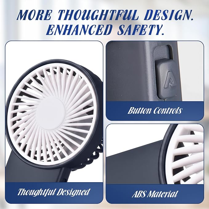 Sumind 6 Pcs Small Personal Portable Fan Mini Handheld Bulk 1 Speed Electric Cute Battery Powered for Neck Lash Makeup Women Men Travel Camping Indoor Outdoor Summer (Dark Gray)