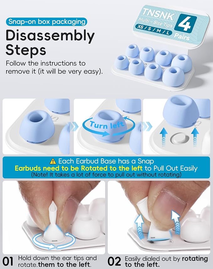 4 Pairs Replacement Ear Tips for AirPods Pro 1st /2nd (S-Blue) | with Noise Reduction Hole,Built-in dust Guard Screen Silicone Ear Tips with Cleaning Pen