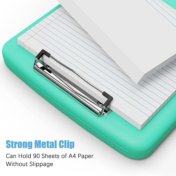 Hongri Clipboard with Storage with Pencil Case, 8.5 x 11 Storage Clip Board | High Capacity Organization Box for A4 Letter Legal Paper, Heavy Duty Folio & Side-Opening for Nurses, Teachers, Green