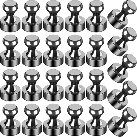 LOVIMAG Strong Refrigerator Magnets, 25 Pcs Black Push Pin Magnets, Perfect for Fridge, Office, Classroom