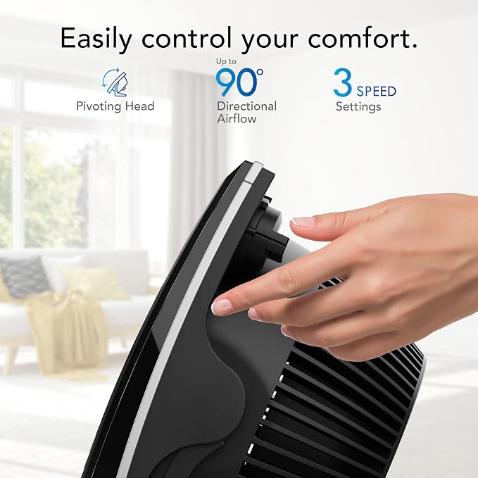 Vornado 573T Small Room Air Circulator Fan with Pivoting Head, Easy Clean Removable Grille, 3 Speed Settings, Black (Pack of 3)