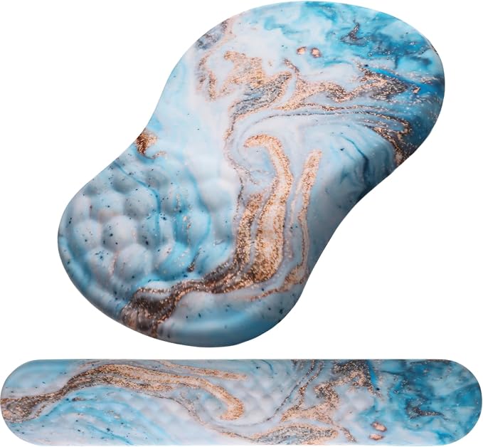 Ergonomic Mouse Pad with Wrist Support and Keyboard Wrist Rest Set | Memory Foam Wrist Cushion, Non-Slip PU Base, Massage Design, Relieves Wrist Pressure for Work, Gaming & Office Use