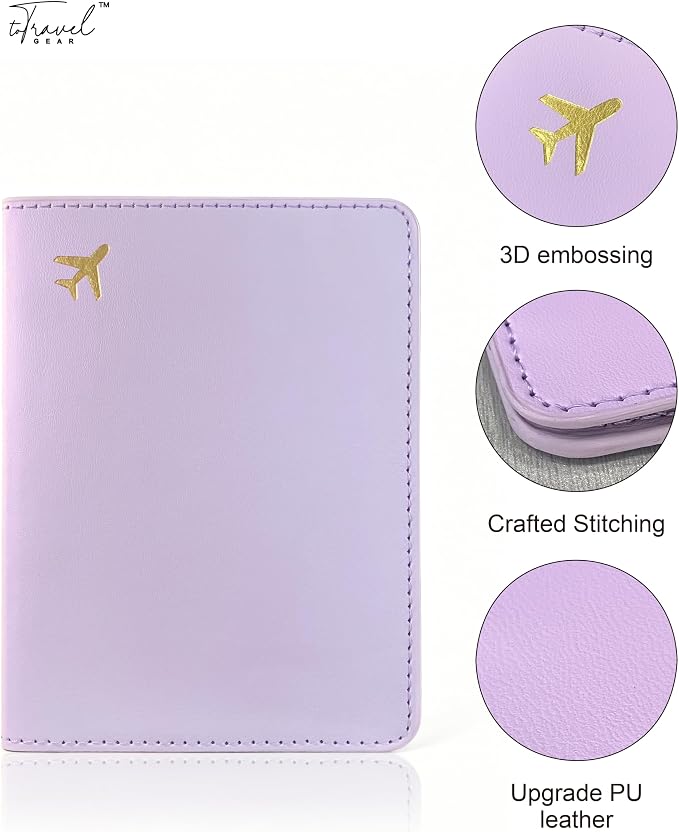 Passport Holder for Travel Essentials,RFID Blocking Passport Cover Case for Travel Accessories,Travel Wallet for Women Men (Lavender)