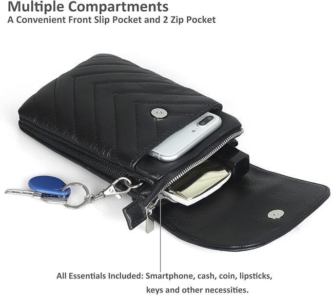 befen Genuine Leather Small Crossbody Bags for Women Cell Phone Travel Bag | Soft Real Leather, Adjustable Shoulder Strap, Card Slots, Compact Size, Daily Travel Shopping Outing Use, Phone Purse