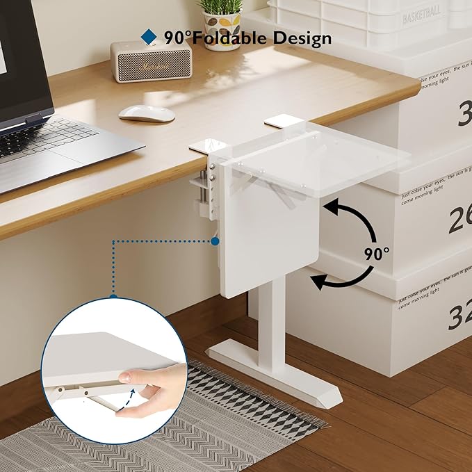 BONTEC Ergonomic Desk Extender Tray, 9.5"x9.1" Table Mount Arm Wrist Rest Shelf, 90° Foldable Elbow Support, Clamp on Computer Arm Rest for Desk, Office & Home Use, Durable & Easy to Install | 90°Foldable Elbow Support, Table Mount Arm, Clamp on Comput...