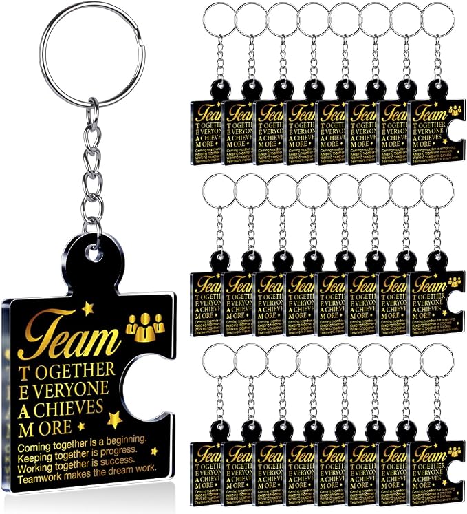 Team Appreciation Gifts Bulk Thank You Keychains for Coworkers | Gift Set for Employee, Staff, Teachers, Teamwork Puzzle Piece Keyring, Acrylic