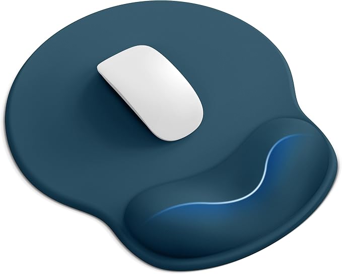 Mouse Pad with Wrist Rest for Desktop Large Ergonomic Mouse Mat(Navy Blue) | 10.6''L x 9''W Size, Gel Wrist Support, Washable Surface, Non-slip Base, Laptop Mousepad