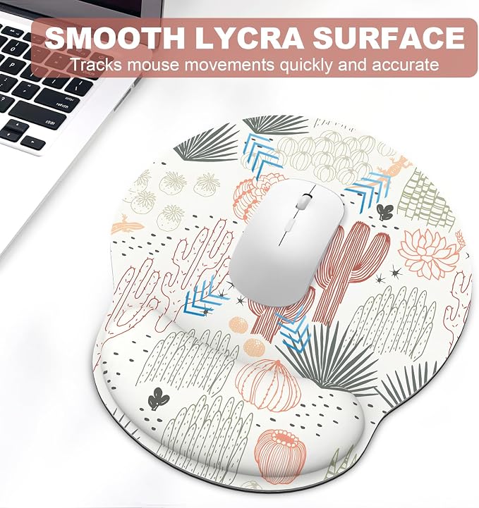 Ergonomic Mouse Pad with Wrist Rest and Keyboard Wrist Rest, Mousepad | Memory Foam Wrist Rest for Computer Keyboard, Pain Relief, Non-Slip Rubber Base, Mouse Pad Wrist Support for Gaming, Cactus