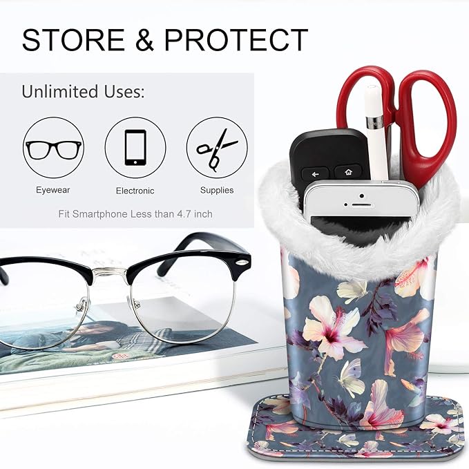 FINTIE Plush Lined Eyeglasses Holder, Glasses Stand Case, Anti-scratch Glasses Storage Organizer for Desk, Nightstand, Office