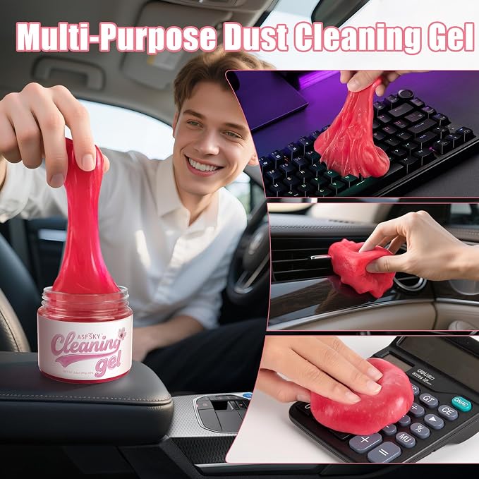 ASFSKY Car Cleaning Gel, Sakura | Cleaning Putty for Car Interior, Keyboard Dust Remover, Universal Cleaning Gel, Pink, 1 Pack