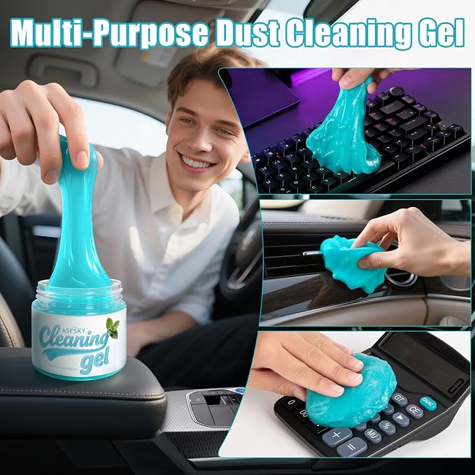 ASFSKY Car Cleaning Gel, Mint | Cleaning Putty for Car Interior, Keyboard Dust Remover, Universal Cleaning Gel, Blue, 1 Pack