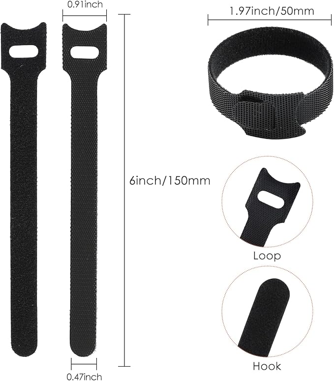 MVYC 120PCS 6 Inch Cable Ties Reusable Multi-Purpose Wire Ties Cord Organizer Adjustable Cable Management 5 Colors