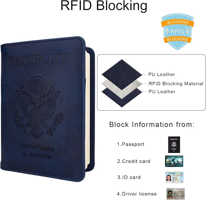 WALNEW Passport Holder for Travel, RFID Passport Cover Wallet for Women Men, PU Leather Passport Book Card Holder Case with Pen, Travelling Essentials for Flying | PU Leather Passport Cover Case with Pen Holder, Travel Must Haves Accessories, Passport ...