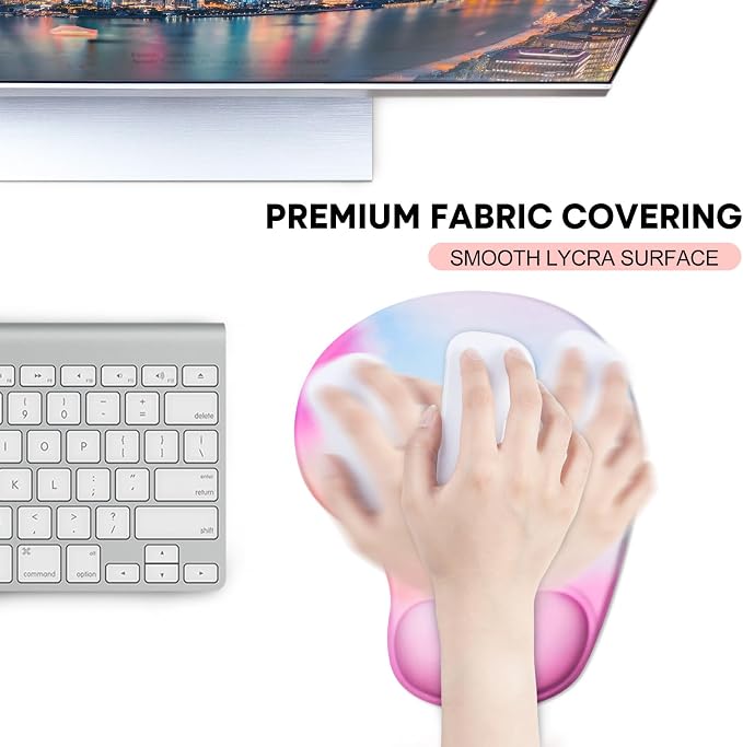 JIKIOU Ergonomic Mouse Pad with Gel Wrist Rest 2Pack,Portable Small Rainbow | Upgraded-Prevent Gel Leakage, Ergonomic Design for Pain Relief, Cooling Gel filled, Smooth Lycra Surface, Non-Slip PU Base