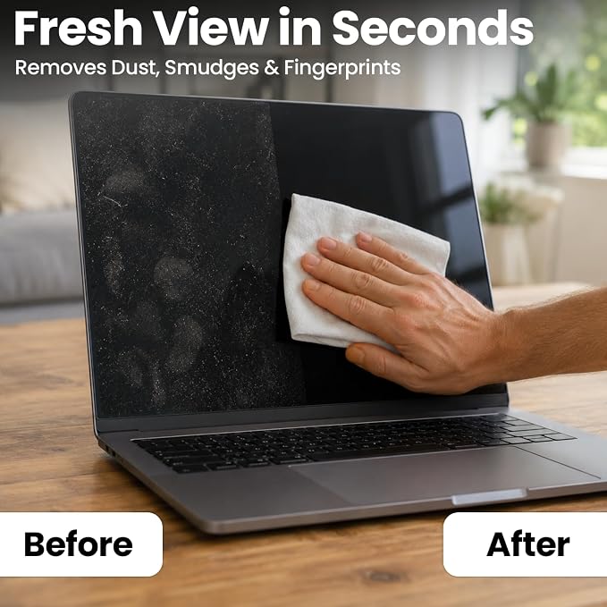 EVEO Screen Wipes - Electronic Wipes, Computer Screen Cleaner Wipes for Electronics | Computer Screen Wipes Phone Wipes & Lens Wipes for PC, Laptop, Phone, Car & More - Microfiber Included (300 Pack)
