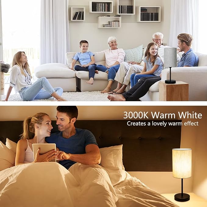 RISLG Small Table Lamp, Bedside Table Lamp for Bedroom, Lamp for Nightstand with Linen Fabric Shade, Minimalist Modern Desk Lamp for Living Room Office Dorm Kids Room