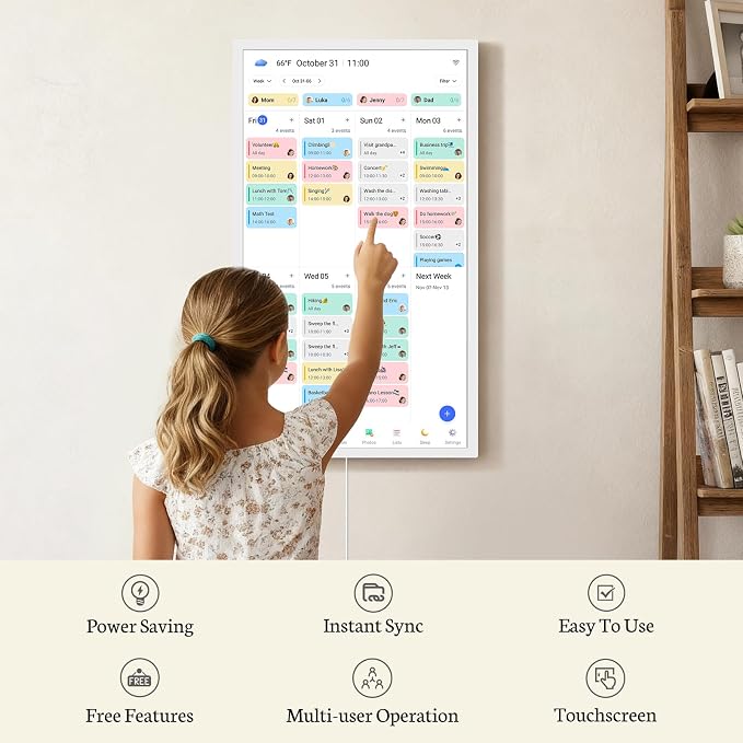 BSIMB 32 inch Digital Calendar Wall Touch Screen, Family Schedule Smart Calendar Interactive Display, Streamline Household Organization, Electronic Planner Wall Mountable in Portrait Landscape