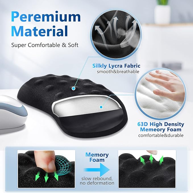 Gimars Upgraded Keyboard Wrist Rest with Massage Dot, Ergonomic Wrist Pad for Pressure Release & Wrist Massage, Soft Memory Foam Wrist Support for Pain Relif, Full Size for Computer,Home,Office,Gaming