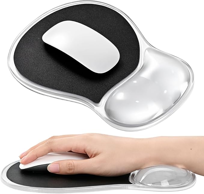 EooCoo Ergonomic Waterproof Mouse Pad with Gel Wrist Rest Support | Middle Concave Design for Natural Wrist Alignment, Non-Slip Base Mousepad, Carpal Tunnel Relief, Office Desk Accessories