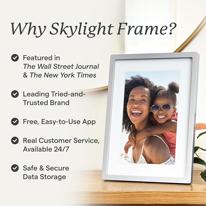 Skylight Digital Picture Frame - WiFi Enabled with Load from Phone Capability, Touch Screen Digital Photo Frame Display - Customizable Gift for Friends and Family - 10 Inch Silver