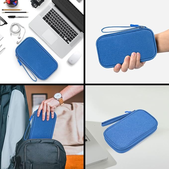 CAOODKDK Electronics Accessories Organizer Pouch, Electronic Organizer Travel Case Cable Organizer for Cable, Charger, SD Card, Business Travel Gadget Bag (Blue)