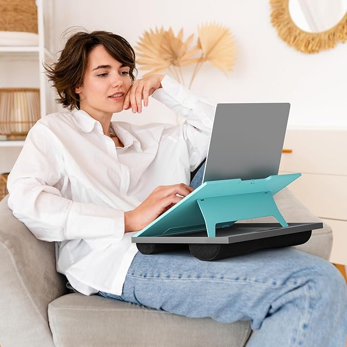 HUANUO Adjustable Lap Desk - with 8 Adjustable Angles & Dual Cushions Laptop Stand for Car Laptop Desk, Work Table, Lap Writing Board & Drawing Desk on Sofa or Bed, HNLD2TB | Dual-cushion base, carry handle, 30% thicker for durability, wider anti-slip ...