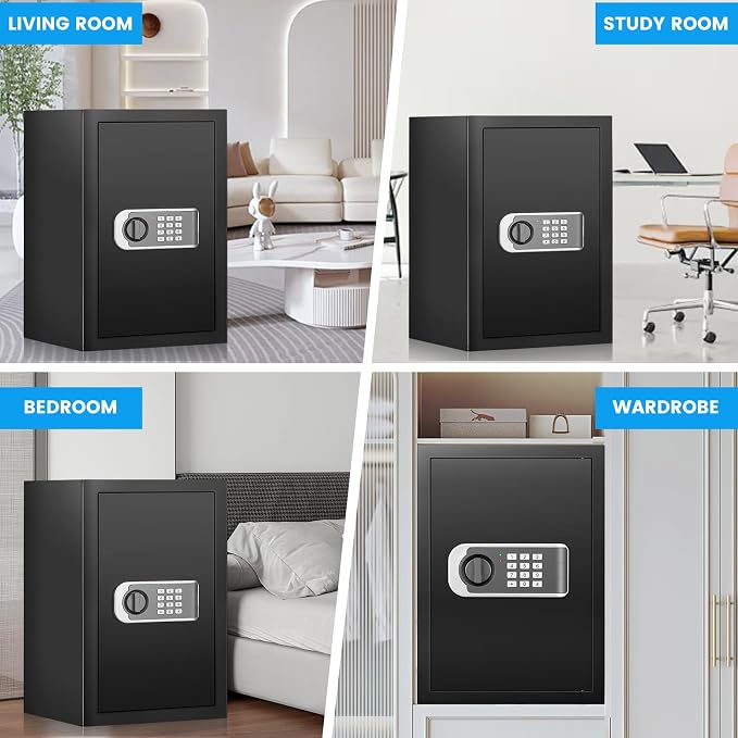 [16.54" Tall] Safe Box, 2.8 Cuft Home Safes With Fireproof Bag, Anti-Theft Security Safes for Home with Programmable Keypad Spare Keys, Digital Safety Box for Money Documents Valuables Jewelry