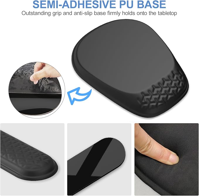 Ergonomic Mouse Pad with Wrist Rest, Memory Foam Support for Office | Sloped Ergonomic Design, Bumpy Massage Beads, Non-Slip PU Base, for Typing & Gaming, Black