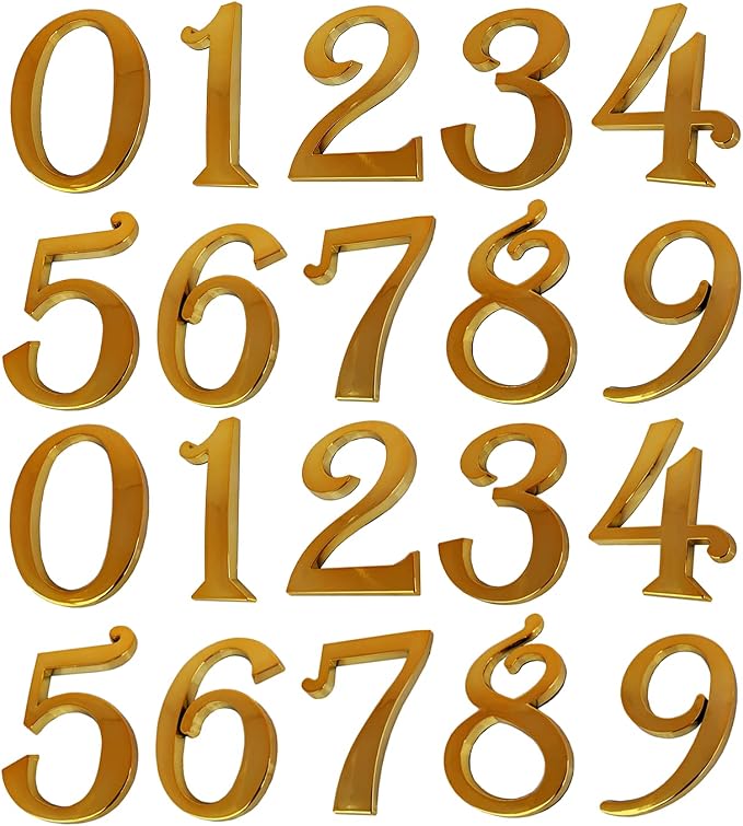 Mailbox Numbers 2 Inch, Self-Stick House Door Address Number Stickers for Aprtment Office Home Room, Waterproof and Durable.(Gold, 2" - Set of 20)