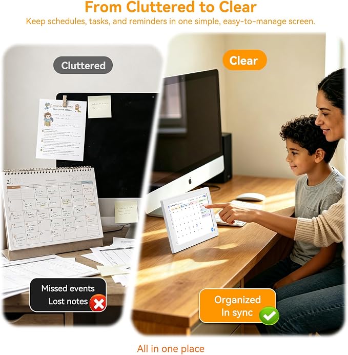 Digital Calendar 10.1-inch, 3-in-1 Electronic Smart Calendar, Photo Frame & Art Gallery WiFi Personal Planner No Subscription Meal Planner Lists & Tasks Ideal Gift for Mom Dad Family Friends