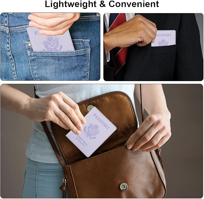 Passport Holder, Passport Holder Women, Passport Covers Travel Must Haves, Travel Passport Wallet for Men, 1 Pack Passport Case Passport Protector for Travel Airport Essentials, Light Purple