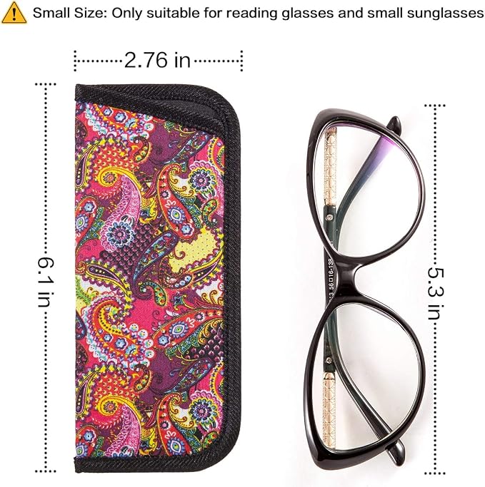 TRIUMPH VISION 3 Pack Reading Glasses Pouch Soft Case Eyeglass Sleeve Slim | Alternative to Bulky Case in bag, Lightweight Lined Padded Protect Optical lens Slip in, Cute Pattern Portable for Daily Use