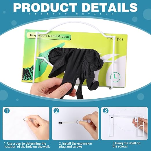 Spiareal 2 Pcs Metal Glove Box Dispenser Holder Wall Mount Disposable Glove Dispenser Rubber Mitten Facial Tissue Holder for Food Service,Healthcare,Hospital,Lab(White)