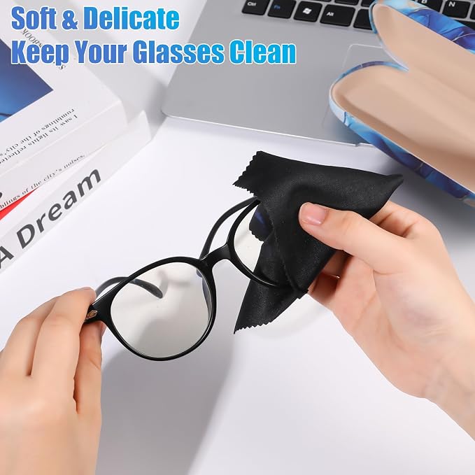 3 Piece Eyeglasses Case，Hard Shell Glasses Case Protective Case with Cleaning Cloth Reading Glasses Case