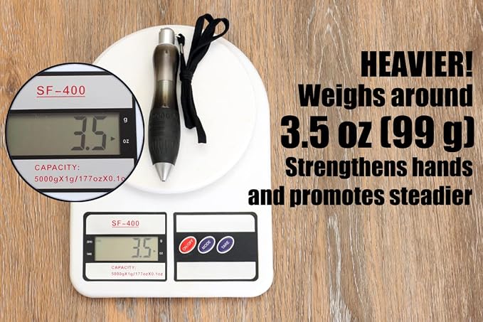 Weighted Pen for Hand Tremors Fat Pen for Arthritic Hands (1 Pack) | 4 Extra Ink Refill, With Storage Bag, 3.5 oz Heavy Large Wide Grip Pen for Parkinsons, Low Grip Strength, Carpal Tunnel