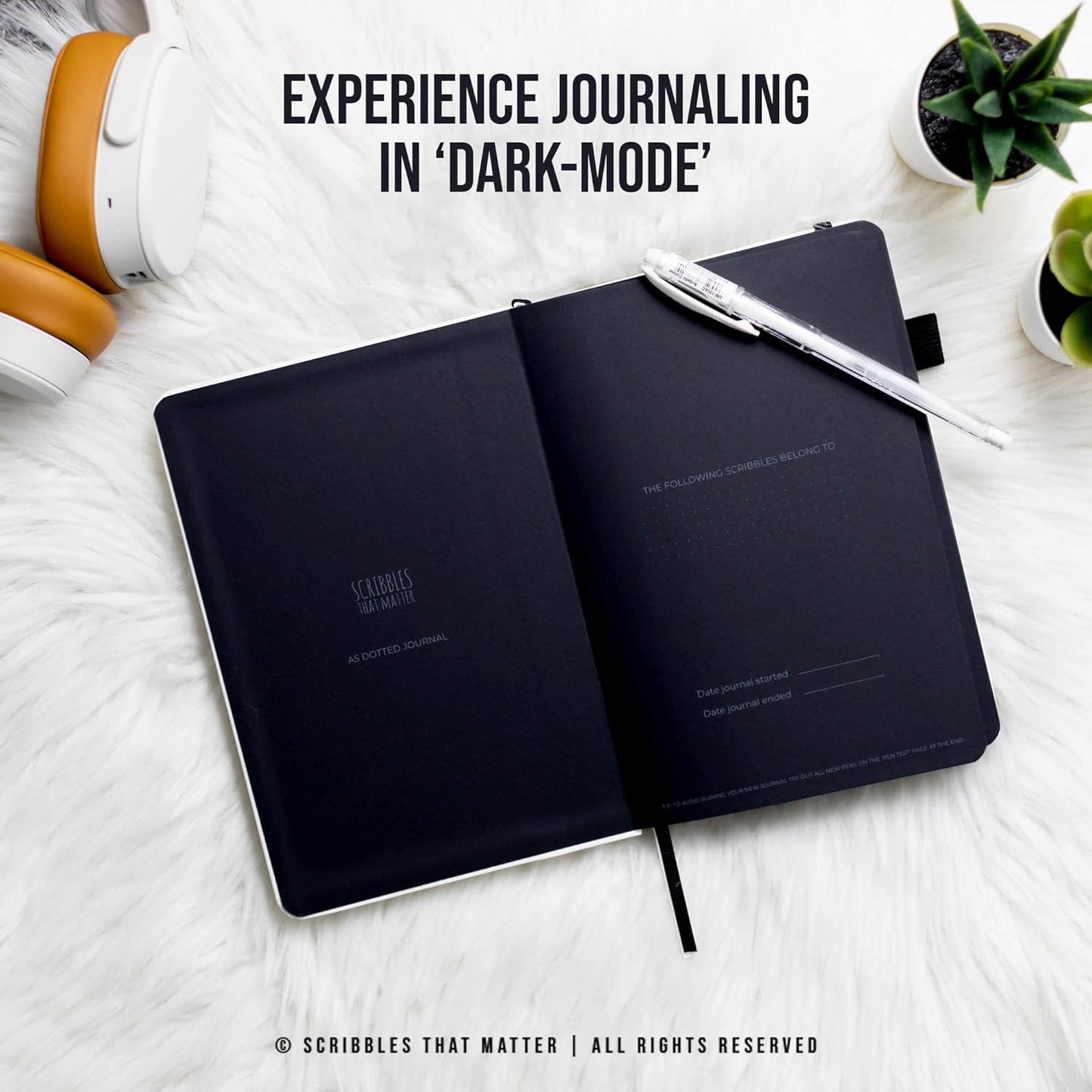 Black Paper Bullet Dotted Journal Notebook | A5 Starry Night by Scribbles That Matter | Free white gel pen | 160gsm Blackout no-bleed dot grid paper | For Men and Women | 5.75 x 8.5 in | Black