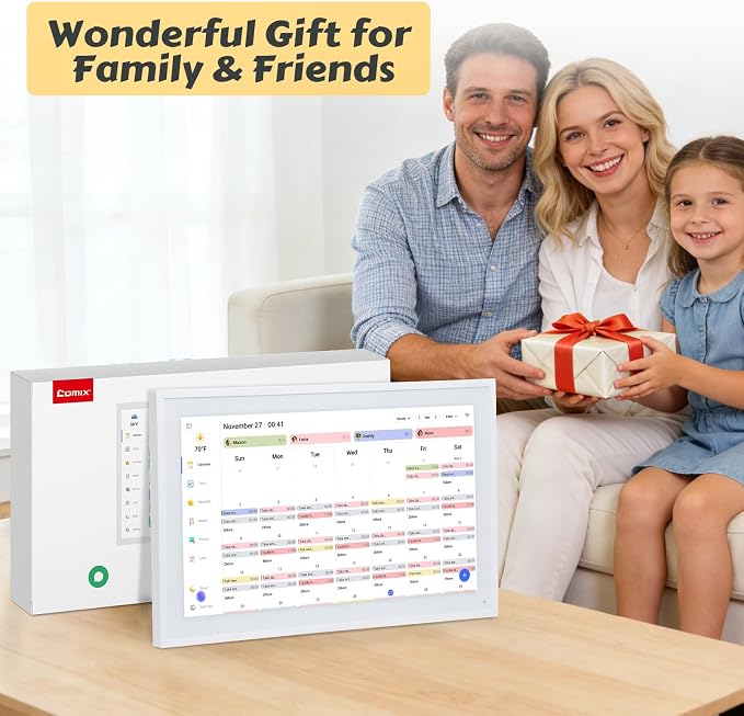 COMIX 15.6" Smart Digital Wall Calendar - WiFi Family Organizer with Sync Google/Outlook/Apple Calendar, Touchscreen Meal Planner & Chore Chart, Digital Photo Frame for Home & Office