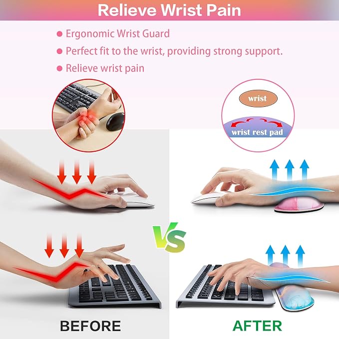Mouse Pad Pink, Mouse Pad with Wrist Rest, 4-in-1 XXL Extended Large Desk | Mat Mousepad with Gel Wrist Support+Keyboard Wrist Rest+Coaster,Ergonomic Desk Pad for Study Gaming Home Office Computer