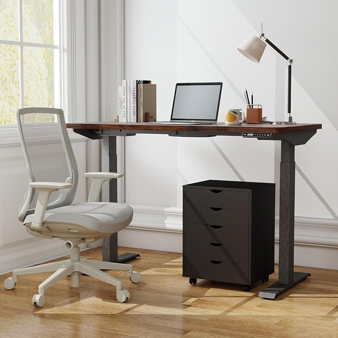 OLIXIS 5 Drawer File Cabinet, Printer Stand with Storage Cabinet | Wood Under Desk Storage Organization Holds Printer, Office Supplies, Not For Hanging Files, Fit Home Office Black