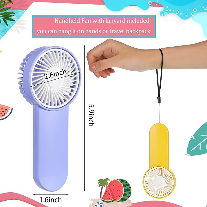 Sumind 100 Pcs Small Personal Portable Fan Mini Handheld Bulk 1 Speed Electric Cute Battery Powered for Neck Lash Makeup Women Men Travel Camping Indoor Outdoor Summer (4 Colors)