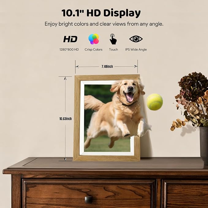 10.1 Inch Frameo WiFi Digital Picture Frame for Parents | Instant Photo & Video Sharing,1280x800 HD IPS Touch Screen, 32GB Storage,microSD Card Support,Private Sharing