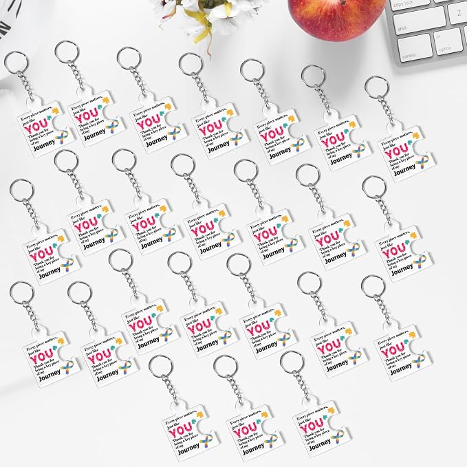 Team Appreciation Gifts Bulk Thank You Keychains for Coworkers | Gift Set for Employee, Staff, Teachers, Teamwork Puzzle Piece Keyring, Acrylic