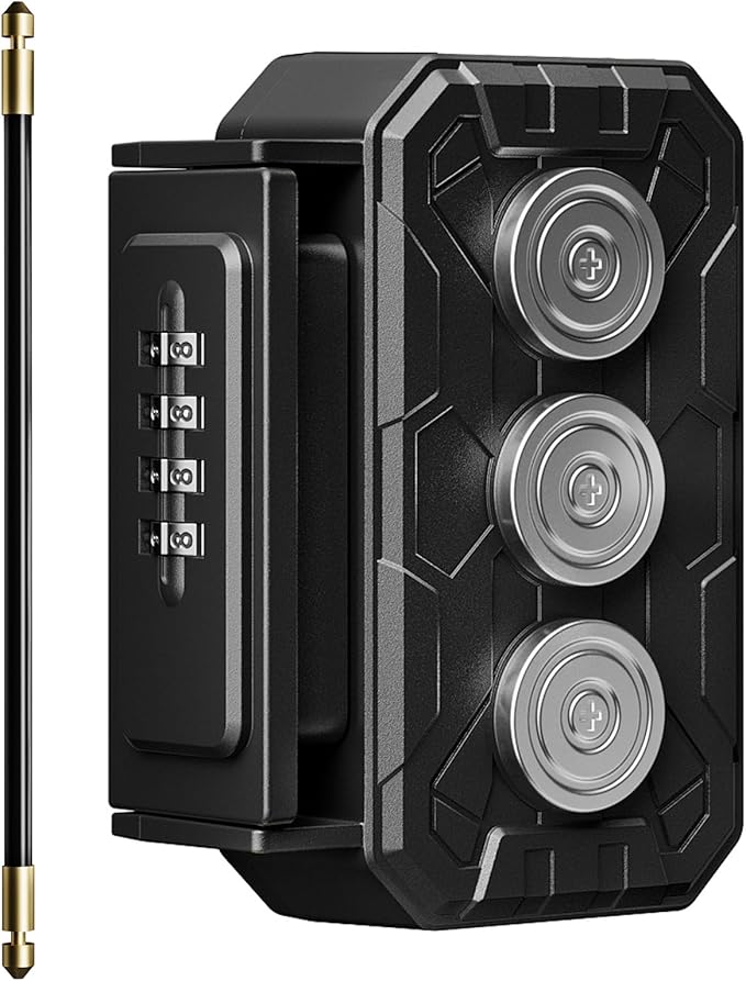 3xN52 Magnetic Key Lock Box,Magnetic Key Holder,Magnet Key Box for Under car,Hide a key with 10000+ Secure Combinations with Strong Magnet for Storage Indoors, Outside