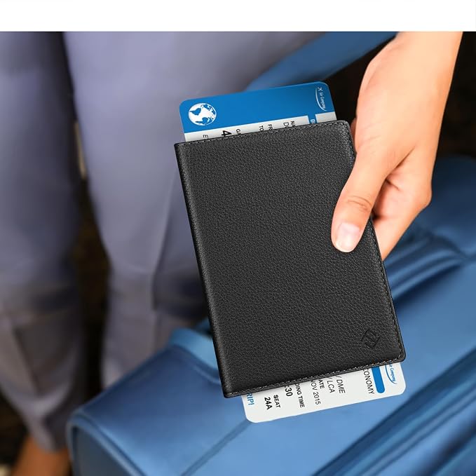 FINTIE Passport Holder, Slim Travel Wallet RFID Blocking Card Case Cover | Passport Cover Protector Essentials with Credit Card Slots, For Women/Men