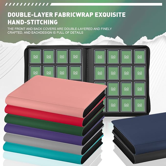16 Pocket Toploader Binder,Holds 640 Top Loaders,Top Loader Binder for 3" x 4"Rigid Cards,Sleeves Card Collection Binder,20 Double Sided Pages,Compatible with Trading & Sports Holder (16Dark Green)