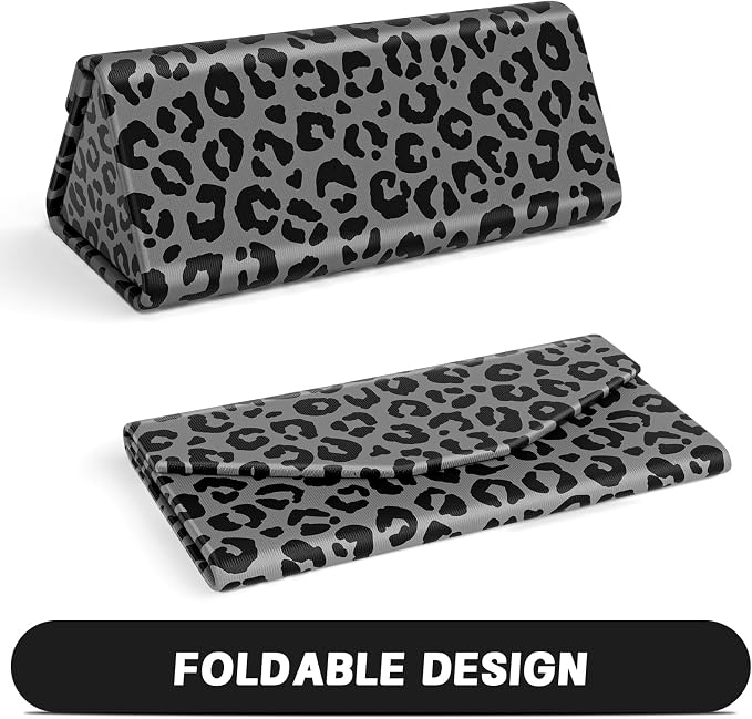Sunglasses Case, Foldable Glasses Case, Magnetic PU Leather Hard Shell Folding Eyeglass Holder Box, Collapsible Unisex
