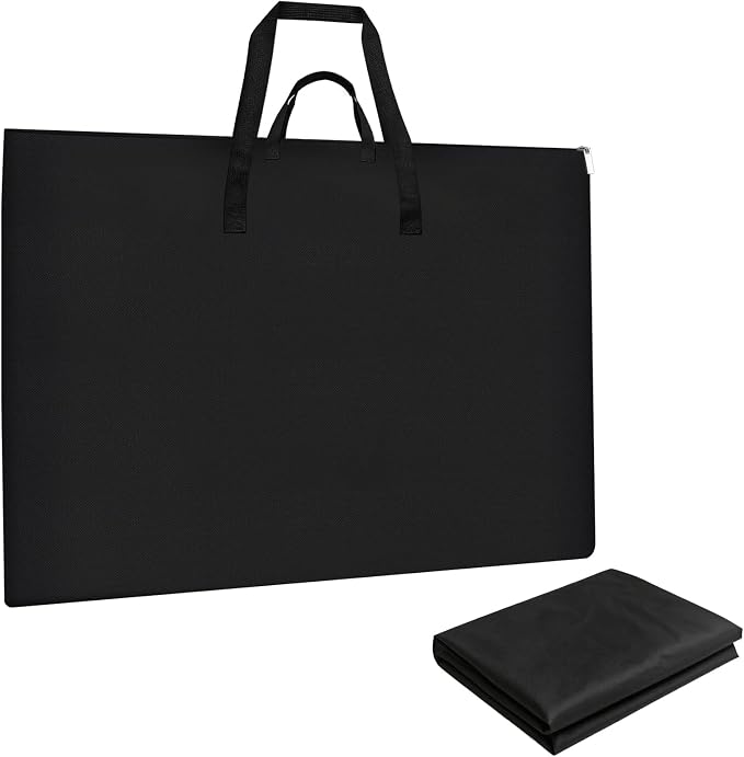 ZKOO Light Weight Art Portfolio Bag, 36 x 48 Extra Large Art Portfolio Case Light Weight Waterproof Poster, Studio Collection Tote for Artwork, Poster, Sketch Drawing, Canvas (36"*48"-Black)