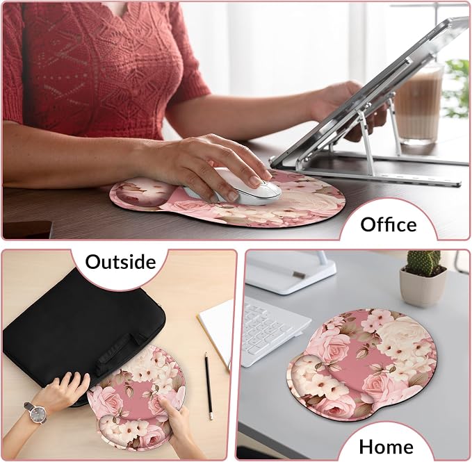 KONVINIT Ergonomic Mouse Pad with Wrist Rest, Small Mousepad with Non-Slip Rubber Base and Smooth Surface, Beach Mouse Pads for Desk, Office Desk Accessories