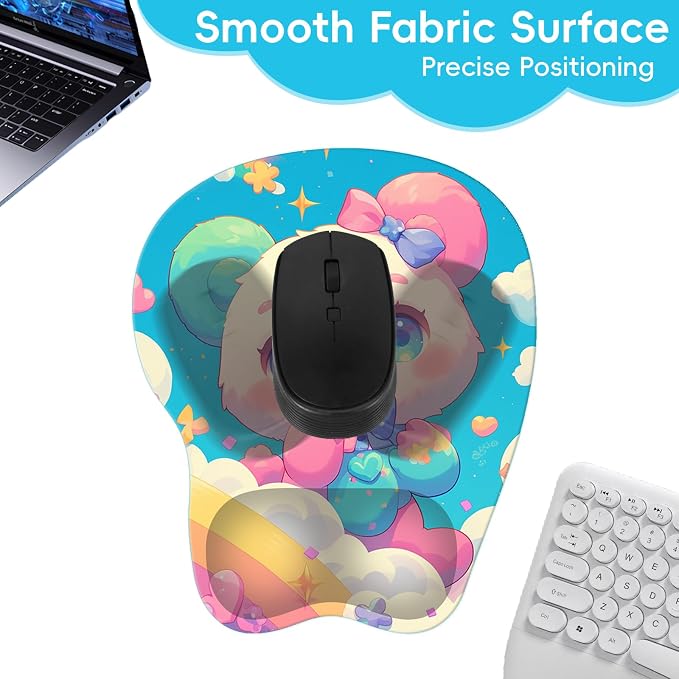 Upgrade Ergonomic Mouse Pad,Non Slip Mousepad Wrist Rest Support for Office, Computer, Laptop & Mac(B-Cute Bear)